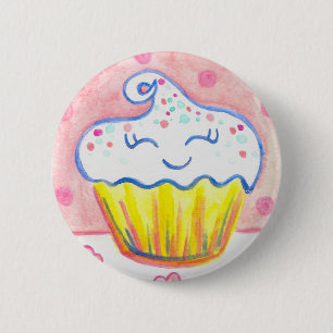 Gelukzalige Cupcake Valentijns Knop Speld Ronde Button 5,7 Cm