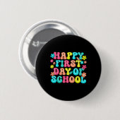 Gelukzalige Eerste Dag Van School Potlood Leraar K Ronde Button 5,7 Cm (Voorkant /achterkant)
