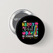 Gelukzalige eerste schooldag potlood leraar kinder ronde button 5,7 cm (Voorkant /achterkant)