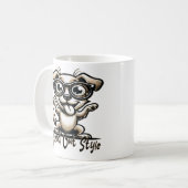 gelukzalige hond koffiemok (Voorkant links)