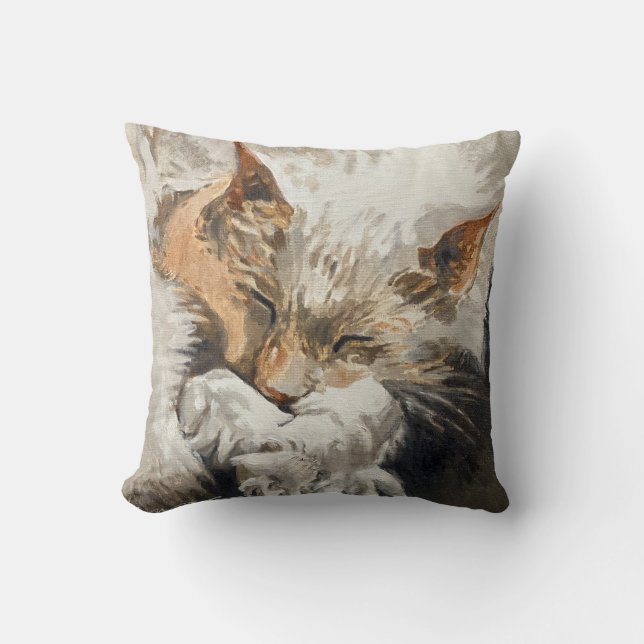 Gelukzalige katten slaap kussen (Voorkant)