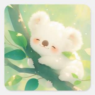Gelukzalige Koala die een Tak Omhelst Vierkante Sticker