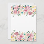 gelukzalige liefde | Waterverf Roze Bloemen Huweli Kaart (Achterkant)