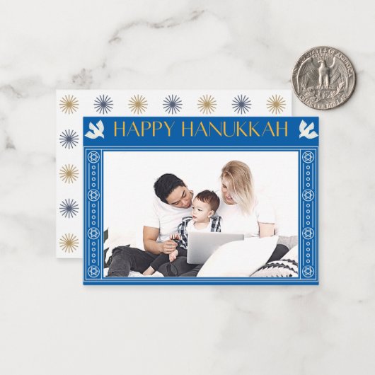 Gelukzaligheid Vrede Hanukkah kaart Notitiekaartje (Voorkant / Achterkant in situ)