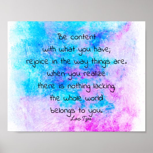 gelukzaligheid zen citaat turkooise en paars poster (Voorkant)