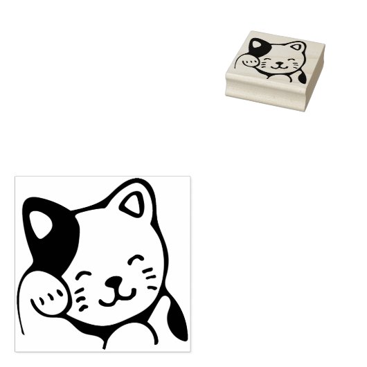 gelukzefkskat rubberstempel (Gestempeld)