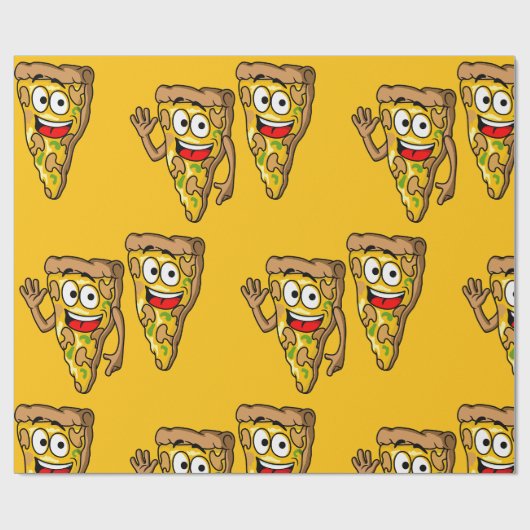 Geluroogde Champignon Pizzaslices Cadeaupapier (Vlak)