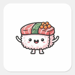 Gelusky Sushi Plak - Mooie Kawaii Illustratie Vierkante Sticker