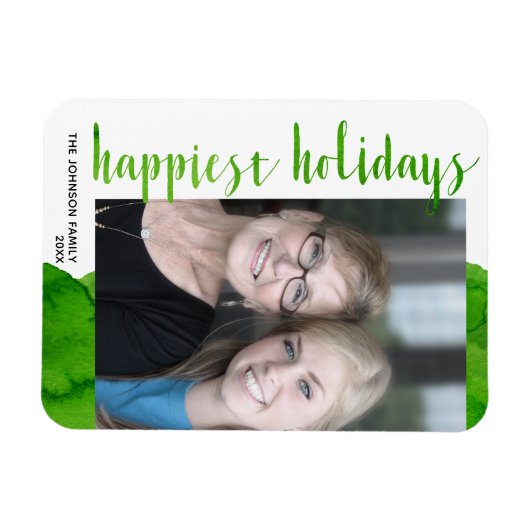 Geluste Feestdagen Modern van Center 1 Foto Groen Magneet (Horizontaal)