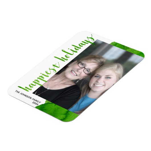 Geluste Feestdagen Modern van Center 1 Foto Groen Magneet (Linkerzijde)