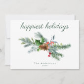 Geluste Feestdagen | Moderne ovaal botanisch Holly Feestdagenkaart (Voorkant)