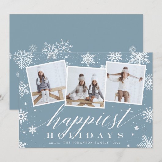 Geluste Feestdagen | Snowflake 3 Foto-collage Feestdagenkaart (Voorkant / Achterkant)