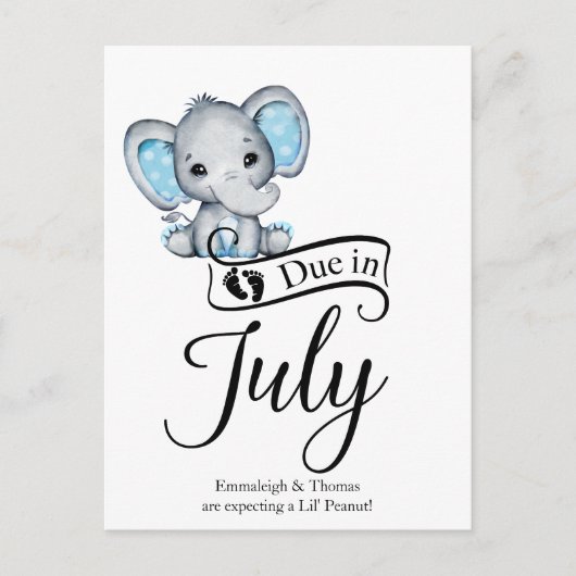 Gelverschuldigd in juli Little Peanut Baby Boy Ele Briefkaart (Voorkant)