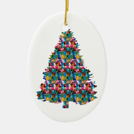GEM bestudeerde XMAS - boom :  Gelukkig kerstfeest Keramisch Ornament (Voorkant)