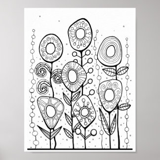 Gem Bloem Tuin Kleurplaat Art Poster