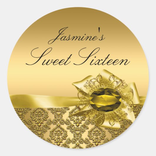 Gem & Bow|Gouden Sweet 16 Sticker (Voorkant)
