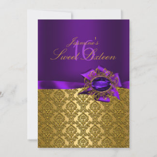 Gem & Bow|Paarse Sweet 16 Uitnodiging