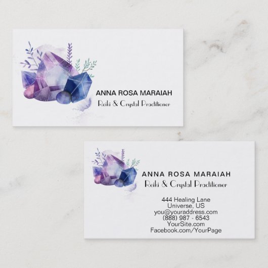 * Gem Cosmos Gemstone Waterverf Universe Crystal Visitekaartje (Voorkant / Achterkant)