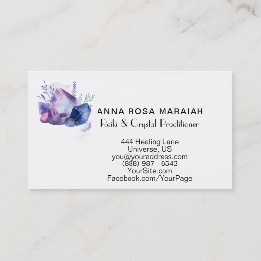 * Gem Cosmos Gemstone Waterverf Universe Crystal Visitekaartje (Achterkant)