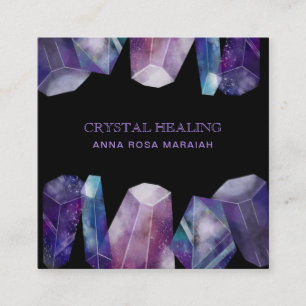 * Gem Cosmos Gemstone Waterverf Universe Crystals Vierkante Visitekaartje