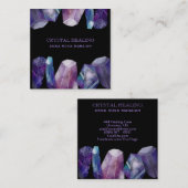 * Gem Cosmos Gemstone Waterverf Universe Crystals Vierkante Visitekaartje (Voorkant / Achterkant)