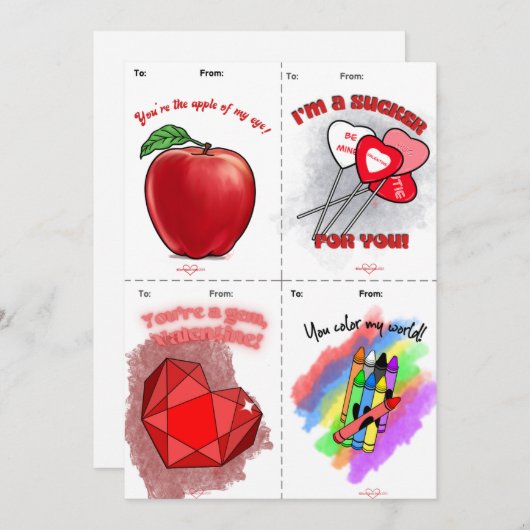 Gem Cut & Share Kinder Valentijnsdag Kaarten (Voorkant / Achterkant)