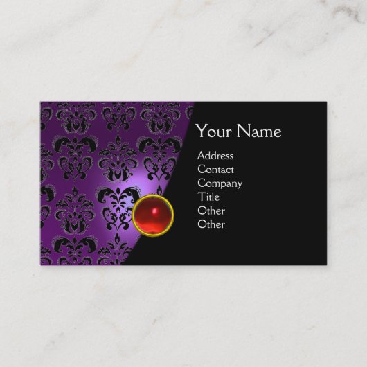 GEM DAMASK MONOGRAM amethist paars rood Visitekaartje (Voorkant)