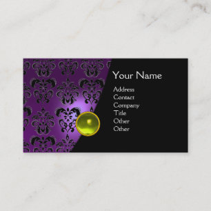 GEM DAMASK MONOGRAM amethyst paars geel Visitekaartje