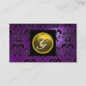 GEM DAMASK MONOGRAM amethyst paars geel Visitekaartje (Achterkant)