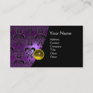 GEM DAMASK MONOGRAM amethyst paars geel Visitekaartje