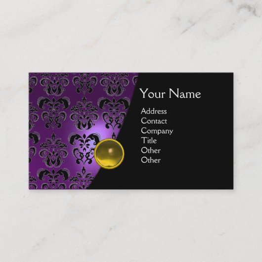 GEM DAMASK MONOGRAM amethyst paars geel Visitekaartje (Voorkant)