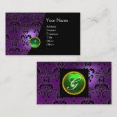 GEM DAMASK MONOGRAM amethyst paars groen Visitekaartje (Voorkant / Achterkant)