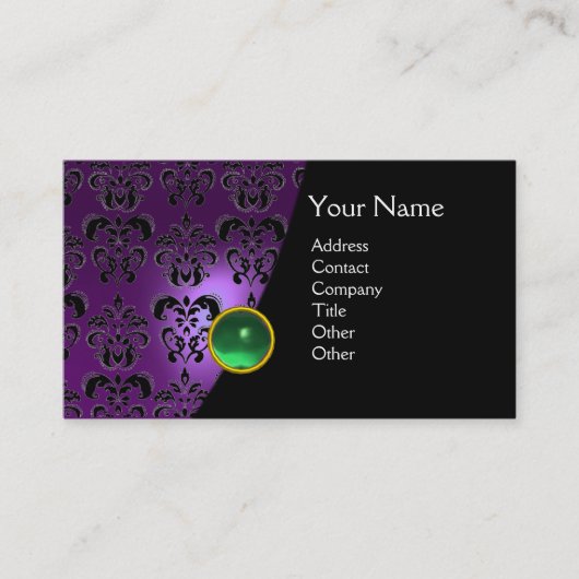 GEM DAMASK MONOGRAM amethyst paars groen Visitekaartje (Voorkant)