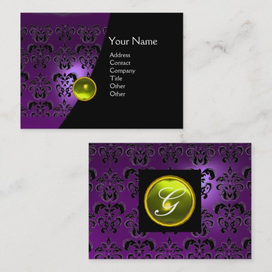GEM DAMASK MONOGRAM amethyst paars Visitekaartje (Voorkant / Achterkant)