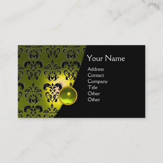 GEM DAMASK MONOGRAM gele topaas Visitekaartje (Voorkant)