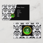 GEM DAMASK MONOGRAM green emerald gold Visitekaartje (Voorkant / Achterkant)