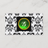 GEM DAMASK MONOGRAM green emerald gold Visitekaartje (Achterkant)