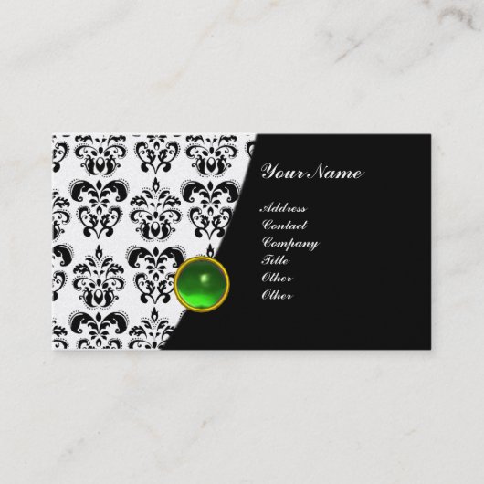 GEM DAMASK MONOGRAM green emerald gold Visitekaartje (Voorkant)