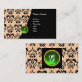 GEM DAMASK MONOGRAM green emerald platinum Visitekaartje (Voorkant / Achterkant)