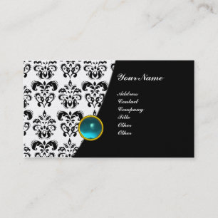 GEM DAMASK MONOGRAM groen smaragd parel Visitekaartje
