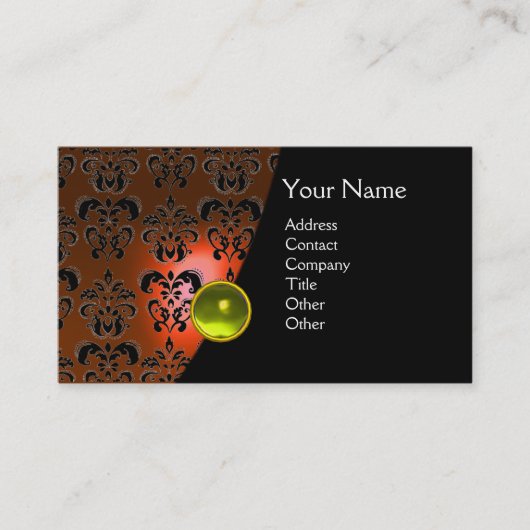 GEM DAMASK MONOGRAM oranje topaz geel Visitekaartje (Voorkant)