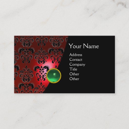 GEM DAMASK MONOGRAM red topaz jade Visitekaartje (Voorkant)