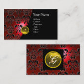 GEM DAMASK MONOGRAM rood topaz geel Visitekaartje (Voorkant / Achterkant)