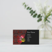 GEM DAMASK MONOGRAM rood topaz geel Visitekaartje (Staand voorkant)