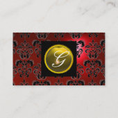 GEM DAMASK MONOGRAM rood topaz geel Visitekaartje (Achterkant)