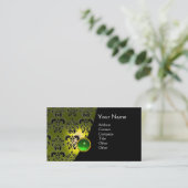 GEM DAMASK MONOGRAM yellow green emerald Visitekaartje (Staand voorkant)