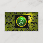 GEM DAMASK MONOGRAM yellow green emerald Visitekaartje (Achterkant)