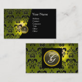GEM DAMASK MONOGRAM yellow grijs agate Visitekaartje (Voorkant / Achterkant)