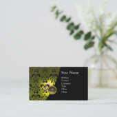 GEM DAMASK MONOGRAM yellow grijs agate Visitekaartje (Staand voorkant)