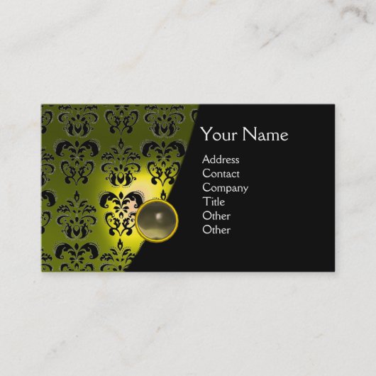 GEM DAMASK MONOGRAM yellow grijs agate Visitekaartje (Voorkant)